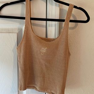 TINY TANKTOP CROPPED WITH MUSHROOM DESIGN SIZE L
